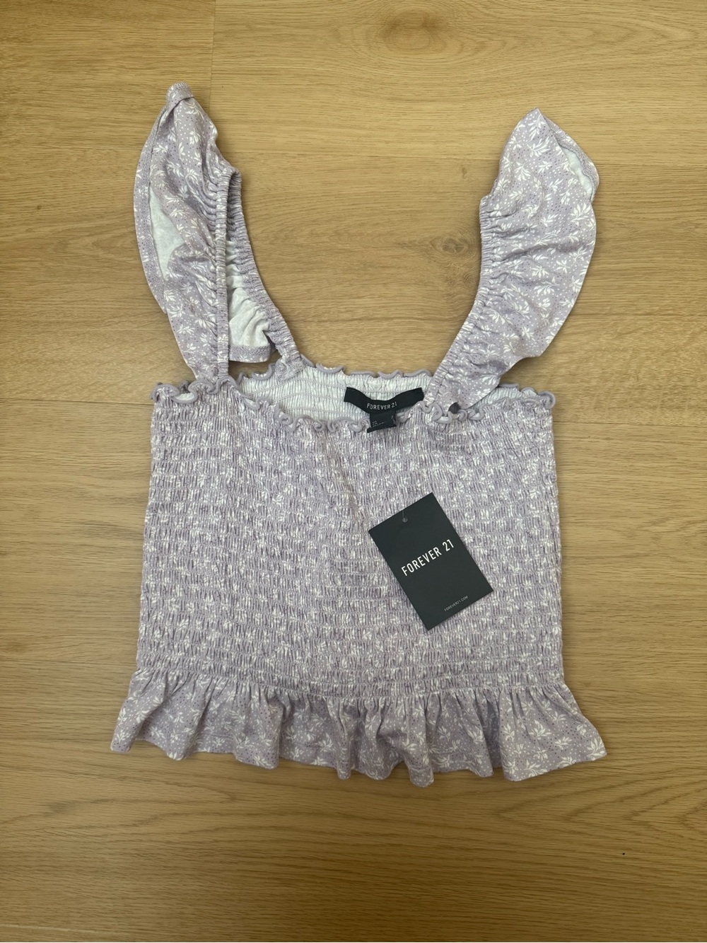 Forever 21 Lavender Smocked Ruffle Tank